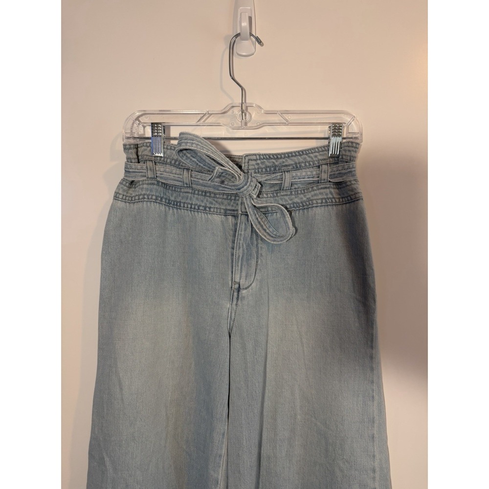 Free People Women's Light Wash Wide Leg High Rise Denim Jeans Size 26 Raw Hem - Picture 4 of 9